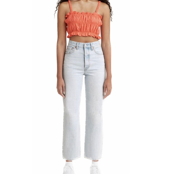 Levi’s High Rise Ribcage Straight Light Wash Ojai Shores Slimming Denim Jeans - Picture 1 of 16